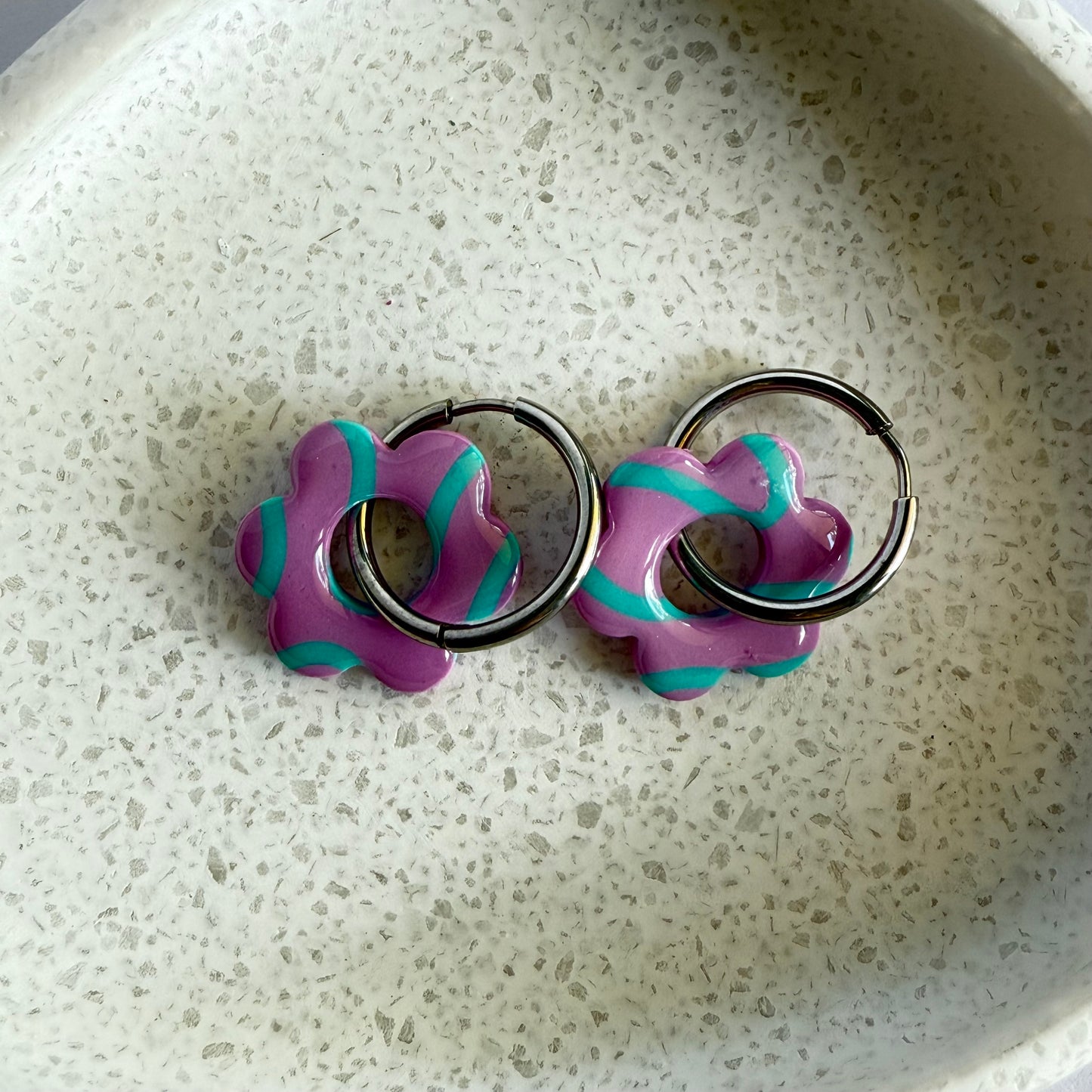 Mrs Squiggle hoop dangles