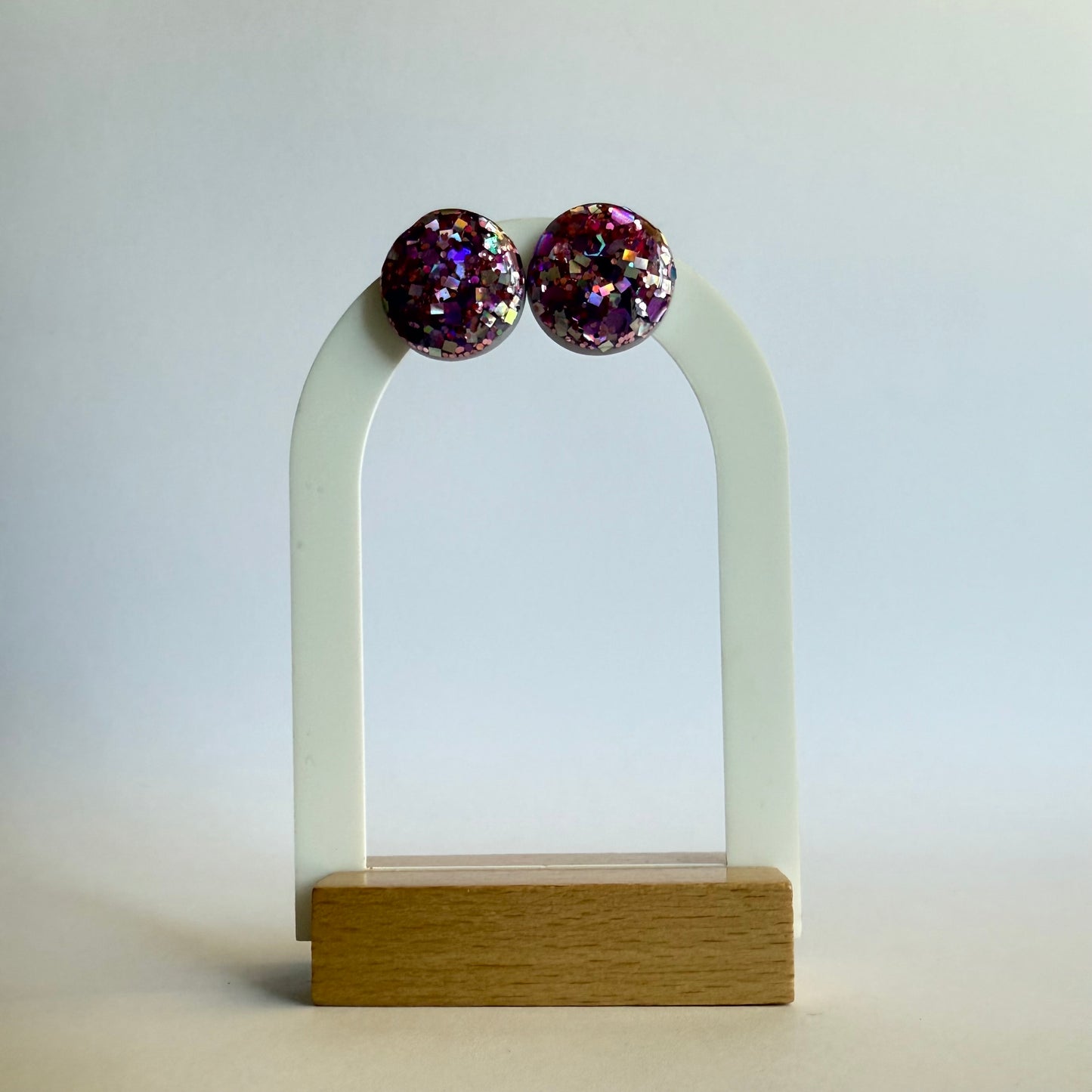 Glitterati statement studs - pink, purple or blue