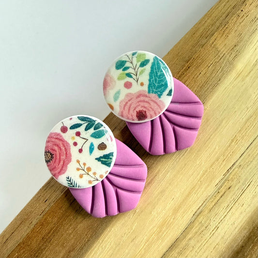 Garden Glory extra statement studs (pink)
