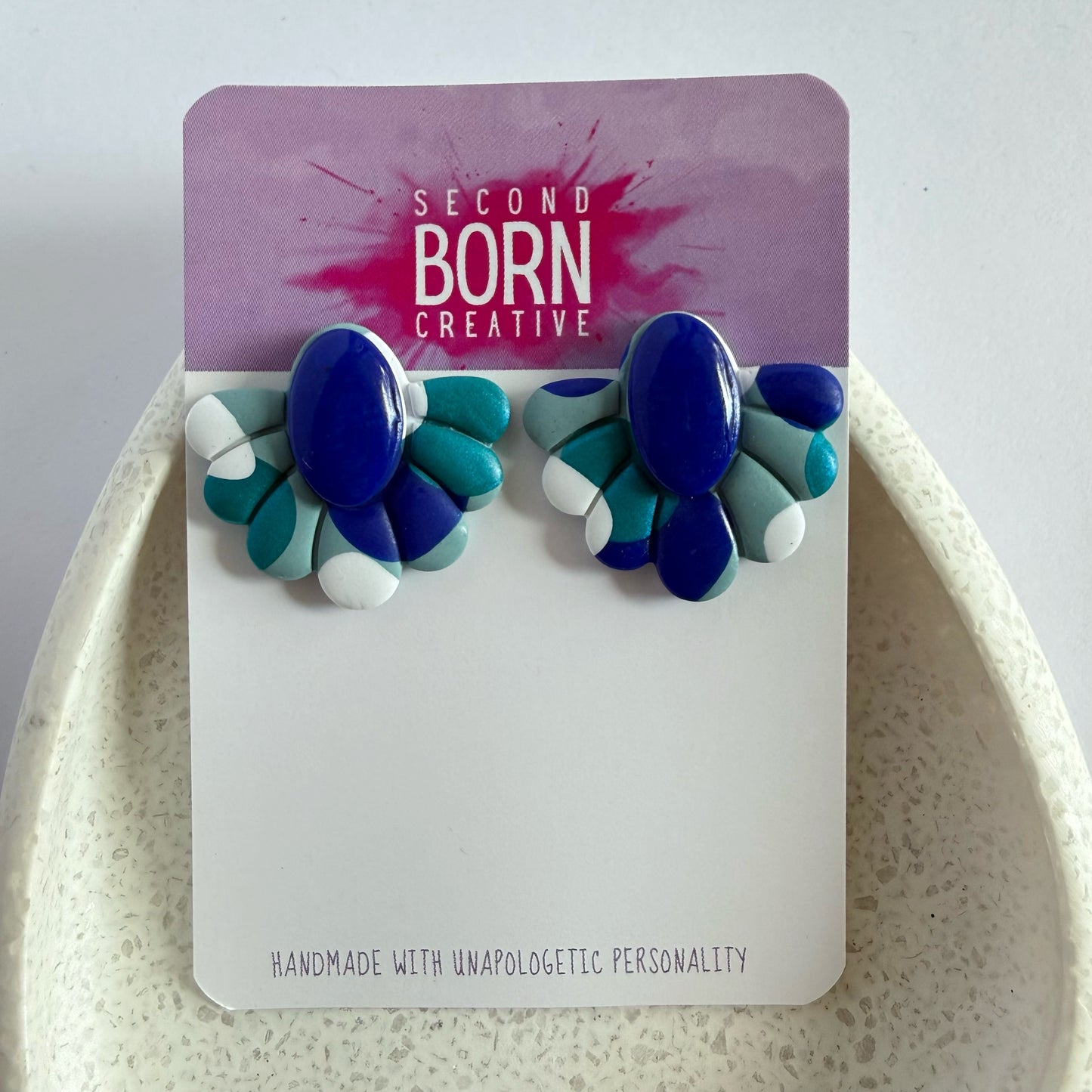 Not Today blue statement studs