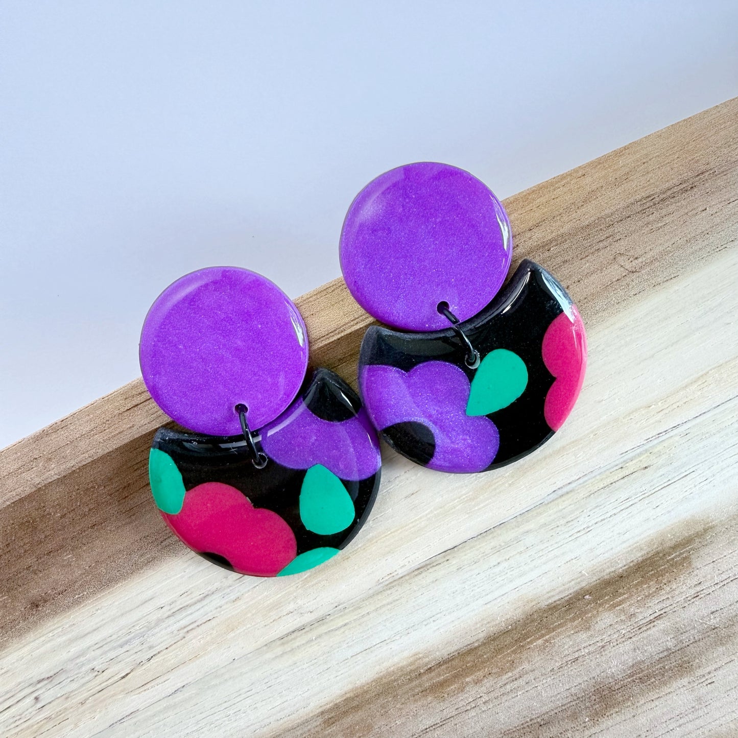 Petal to the Metal medium dangles - purple stud (one pair only!)