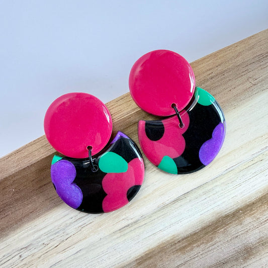 Petal to the Metal medium dangles - pink stud (one pair only!)