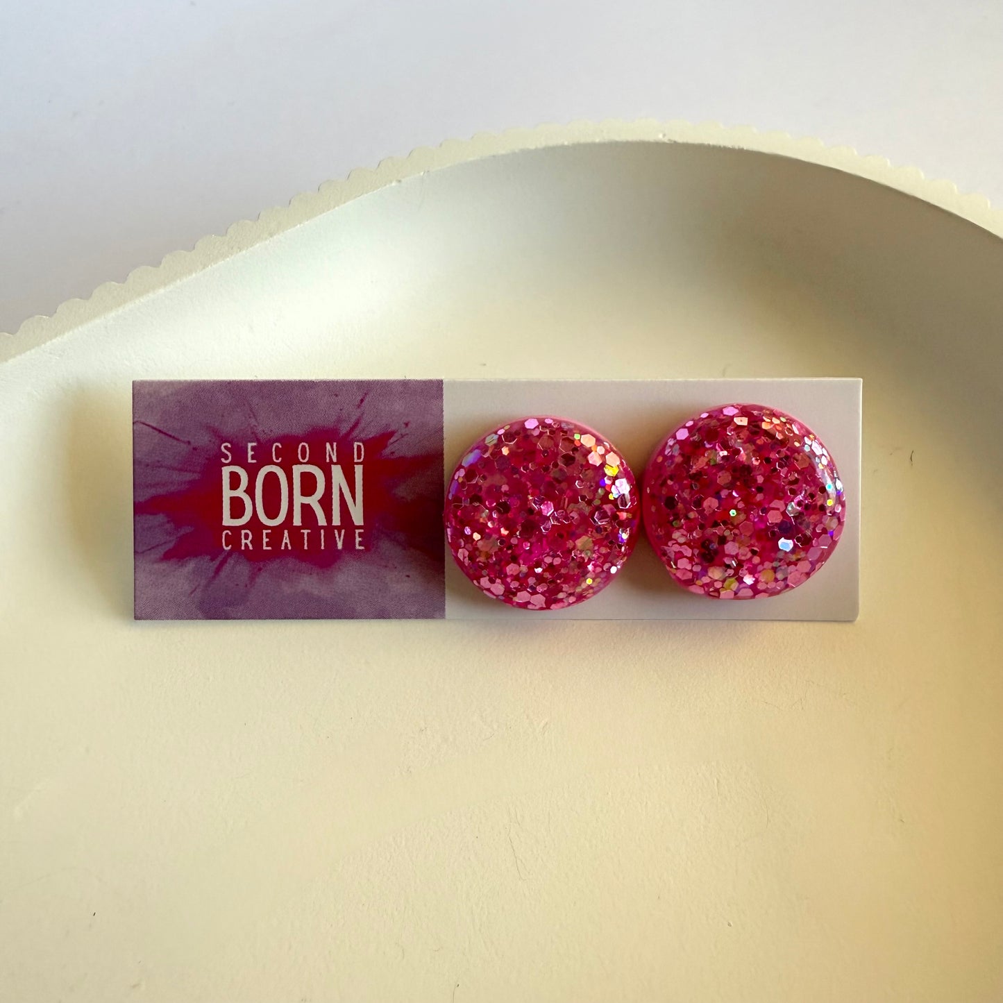 Glitterati statement studs - pink, purple or blue