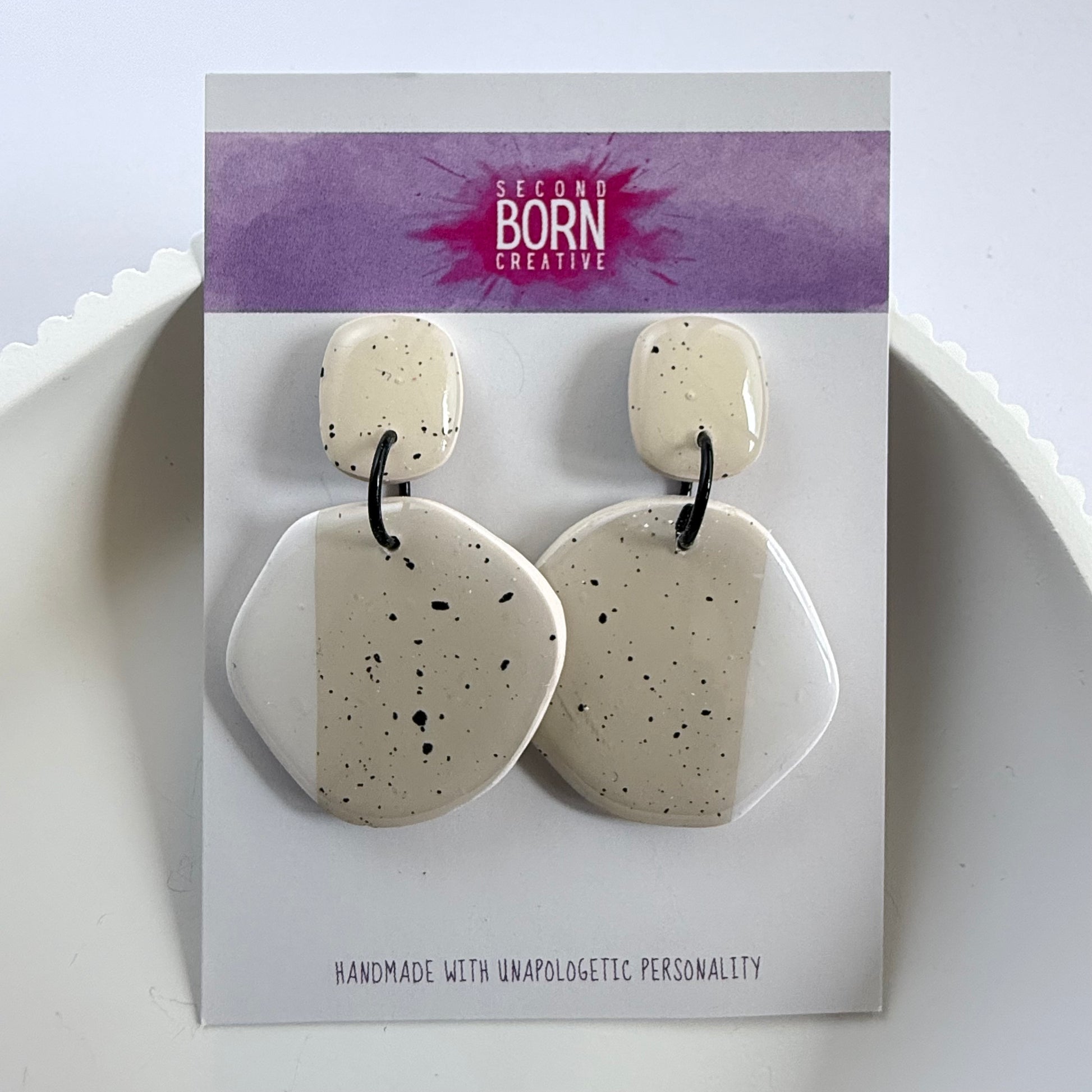Light Earth medium stud dangle earrings - Second Born Creative