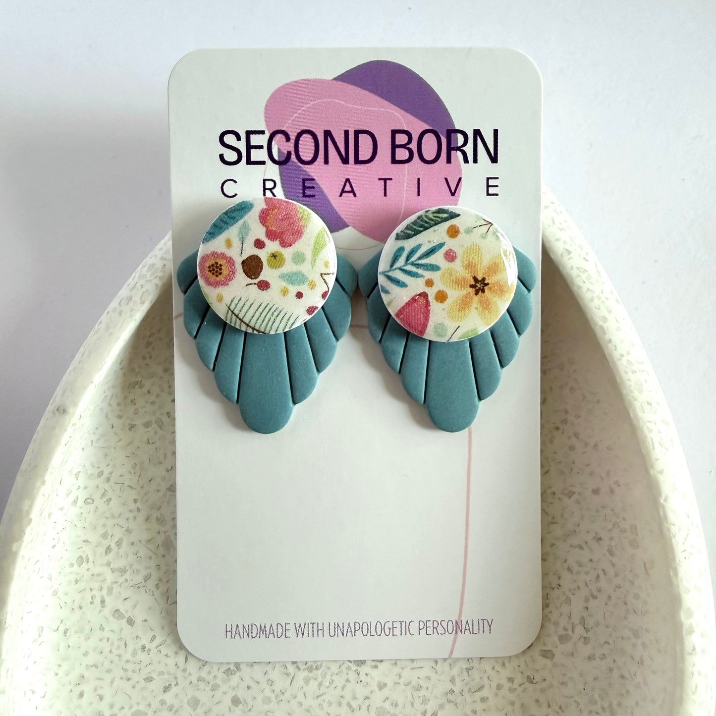 Garden Glory extra statement studs (blue)