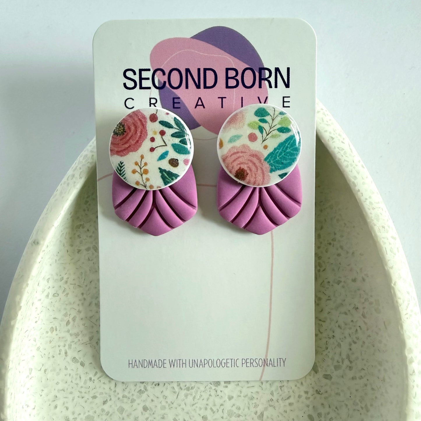 Garden Glory extra statement studs (pink)