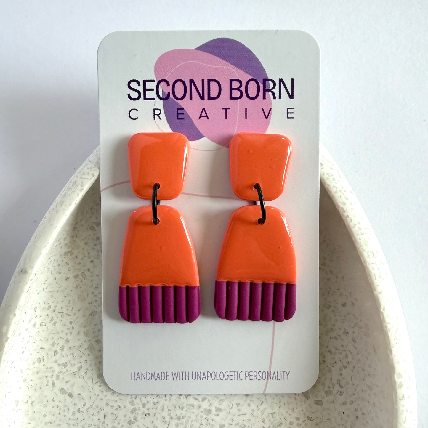 Bold Move orange magenta dangles