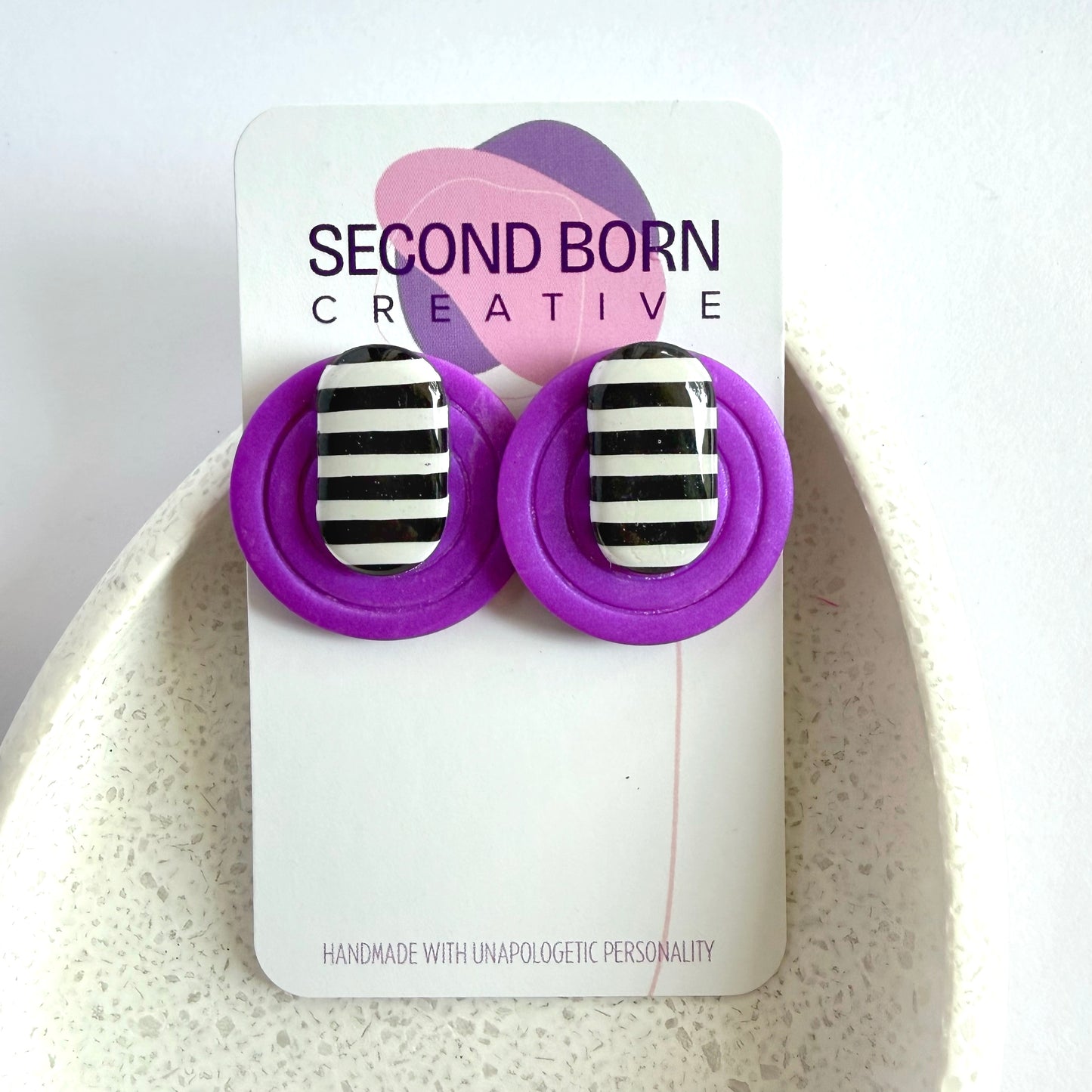 Purple Halo extra statement studs