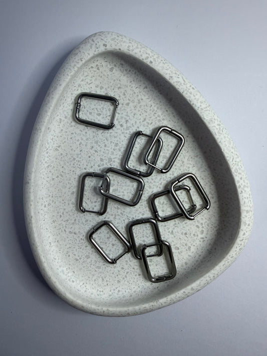Silver Rectangle Hoops