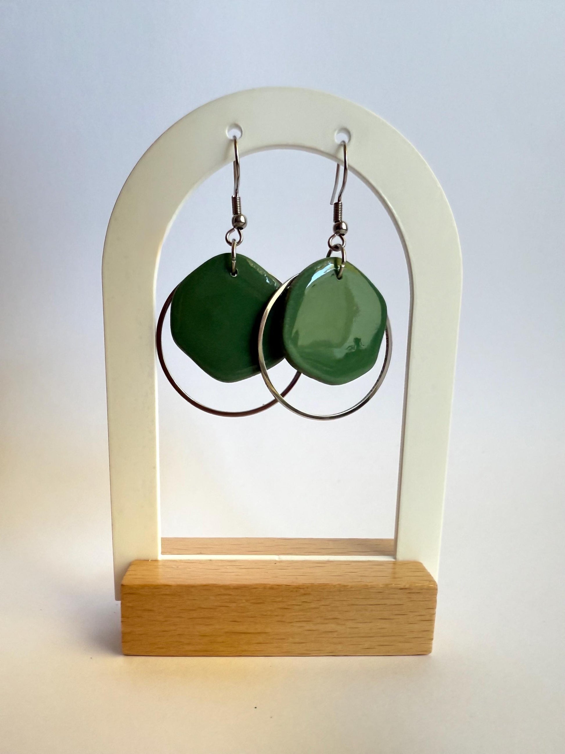 Natural State hook earrings with silver hoop accent - four colours - Second Born Creative